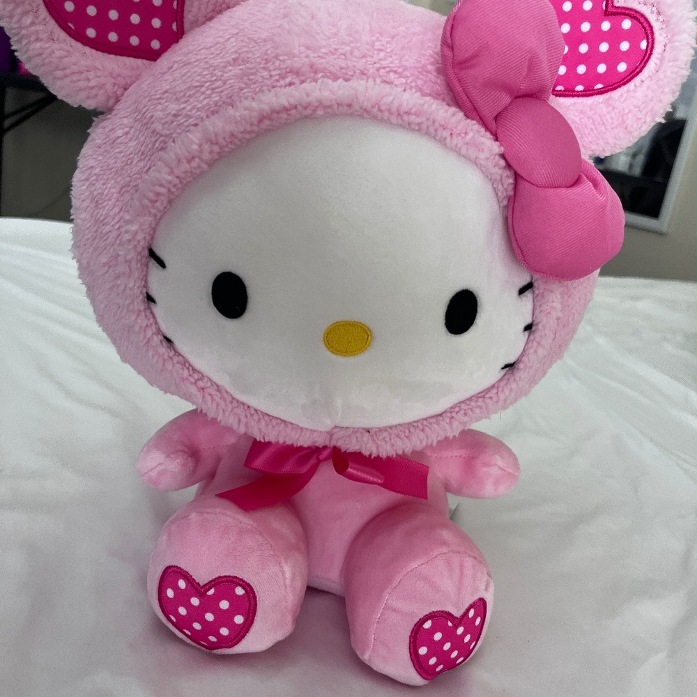 Sanrio Hello Kitty 12” Pink Bear with Red Hearts Costume Stuffed Plush